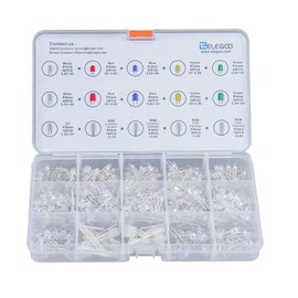 ELEGOO 3mm and 5mm Diffused and Clear Assorted LED Kit 5 Colors with UV, RGB CA, Fast Flashing for Arduino (Pack of 350)