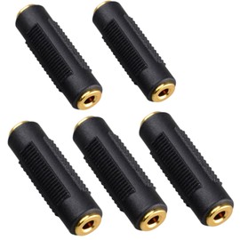AQUALOACH Stereo Mini Plug 3.5mm [Set of 5] 3.5 Poles Stereo Mini Relay Connector Female to Female Gold Plated Connector Stereo Mini Connector