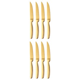 TAFAAL Stainless Steel Steak Knives, Corrosion Resistant, Serrated Sharp Blade, Stainless Steel Handle, Kitchen Table Knife (Gold-8)
