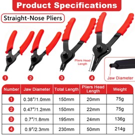 Doaho 10pcs Snap Ring Pliers Set with Straight/Bent Jaw,Storage Case