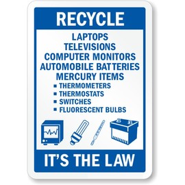 Recycle Laptop Recycling 8"x12" Aluminum Weatherproof Sign c01502a