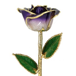Living Gold 24k Gold Rose Real Rose Dipped in Gold (2-Tone Purple)