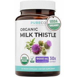 Pure Cápsulas Cardo Mariano Orgánico Usda Suplemento Silimarina Apoyo Hepático Superconcentrado 300 Extracto Equivalente