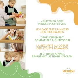 POMANGO Wooden Toys - Farm Animals Set | Educational Early Learning Toys | 8 Stackable Farm Animals | Box 7 1/2'' x 6 3/4'' | French | Montessori Compatible | Family Interaction