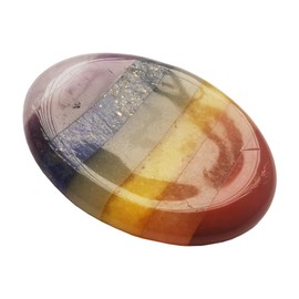 Bacatgem 1 Pcs Natural 7 Chakra Crystal Thumb Worry Stone,Stress Relax Healing Reiki Crystal Pocket Palm Stones