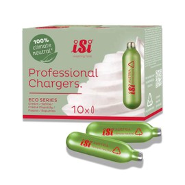 iSi North America Creative Whip Mini Ivory ½ Pint Whipper with 10 Pack Eco Series Professional Chargers (Red, 1 Pint with Chargers)