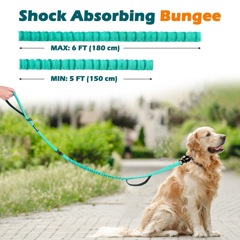 PetBonus Heavy Duty Tactical Dog Leash, 5 FT Bungee Shock