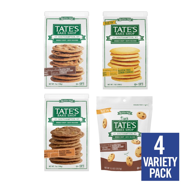 Tate's Bake Shop Gluten Free Cookies Variety Pack, Lemon, Ginger