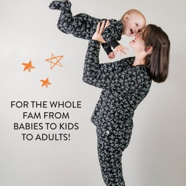 HonestBaby Family Matching Holiday Pajamas Organic Cotton for Men, Women, Kids, Toddlers, Baby Boys, Girls, Unisex Pets, Tossed Skulls Black, 18 Months