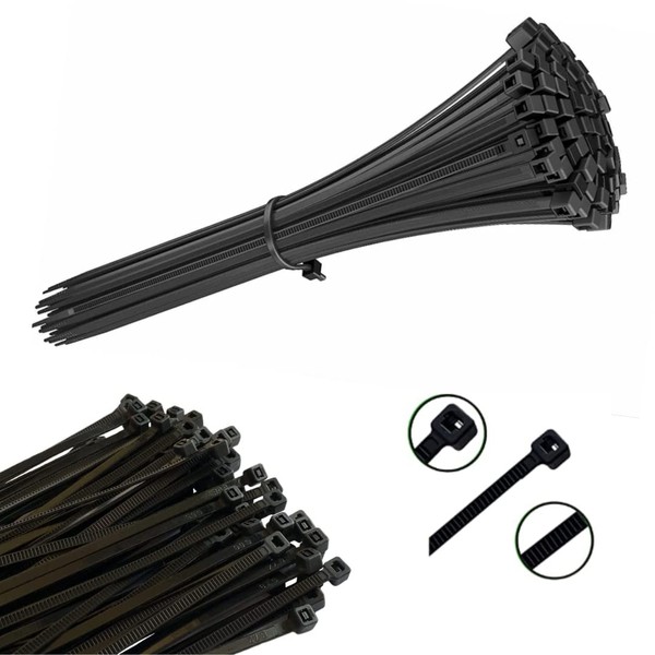 Viceree Pack of 100 Black Cable Ties, 3.6 x 200