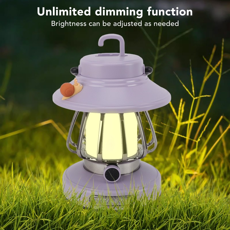 Retro Rechargeable Camping Lantern Infinite Dimming 3 Level Color Temperature