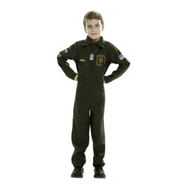 Generique - Pilot Costume for Boys Children's Costume for Fancy Dress Uniform Khaki – 110/116 (5-6 Years)