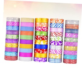TEHAUX Washi Glitter Tape 50pcs DIY Paper Tape for Journal Scrapbook Supplies Stickers Aesthetic Decor