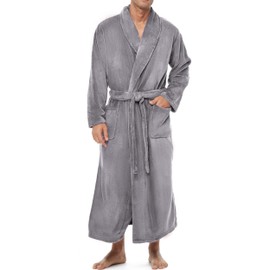 Alexander Del Rossa Long Mens Robe Full Length Big and Tall Bathrobe for Men, Mens Bath Robes Steel Gray 3XL (A0124STL3X)