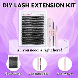 DIY Lash Extension Kit Individual Lashes Cluster D Curl Eyelash Extension Kit with Lash Bond and Seal and Lash Applicator Tool for Self Application at Home (60D-0.07D-12-18MIX KIT)