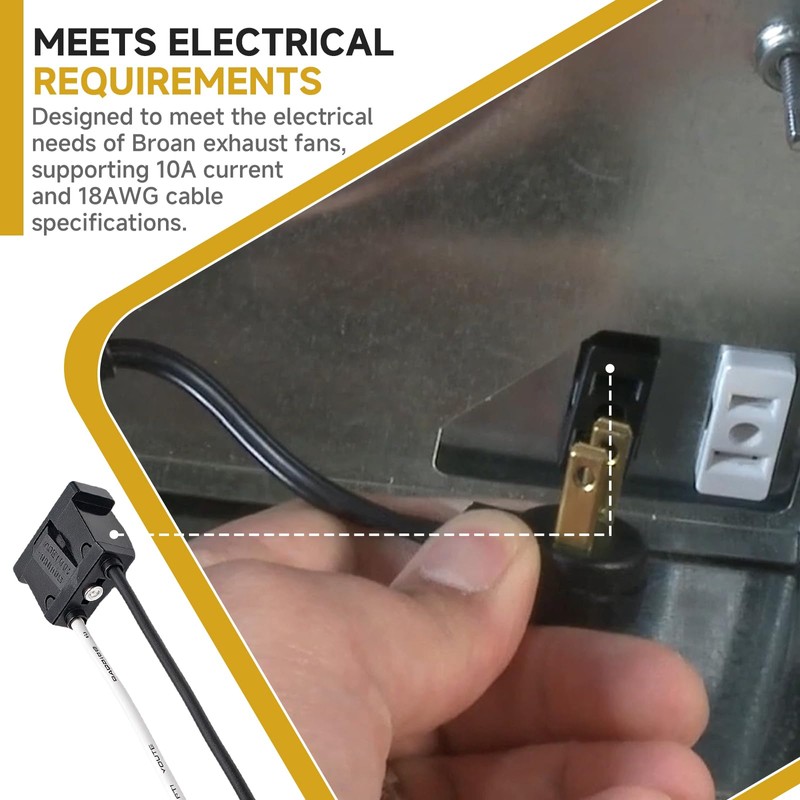 S99270982 Replacement Wiring Outlet for Broan Exhaust Fans, 10A, 18AWG,