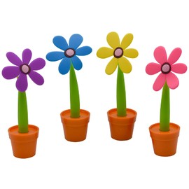 Maydahui 4PCS Flower Ballpoint Pens Cute Colorful Sunflower Pen for Student School Home(Black and Blue Ink Random Delivery)