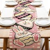 Uruney Easter Bunny Pink Table Runner, Cute Rabbit Easter Egg