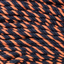 3 Strand Natural Twisted Cotton Super Soft Artisan Rope in 1/4 Inch Diameter - (Black and Orange, 10 Feet)