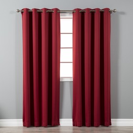 Best Home Fashion Premium Thermal Insulated Blackout Curtains - Antique Bronze Grommet Top - Cardinal Red - 52" W x 108" L - Tie Backs Included (Set of 2 Panels)