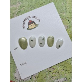 A star on a kiwi [Magnetic Nail] Cost-effective handmade nail tip - S Oval / 키위에 별콕콕 [자석네일] 가성비 수제네일팁 - S오발