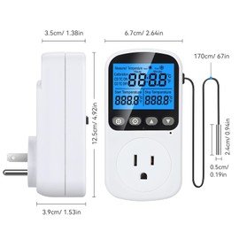INKBIRDPLUS Plug in Temperature Controller Outlet, Smart Heating Cooling Control with 4 Timing Modes, Backlit LCD, Calibration, Ideal for Reptile, Incubation, Aquarium, Home Brewing (TC+CD)