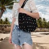 Fecialy Boho Crochet Beach Tote Bag with Coloured Beads Summer