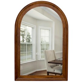 Tanmicoshomy Arched Bathroom Mirror 24x36 Inch, Walnut Brown Wood Framed Arch Mirror for Living Room, Bedroom or Entryway