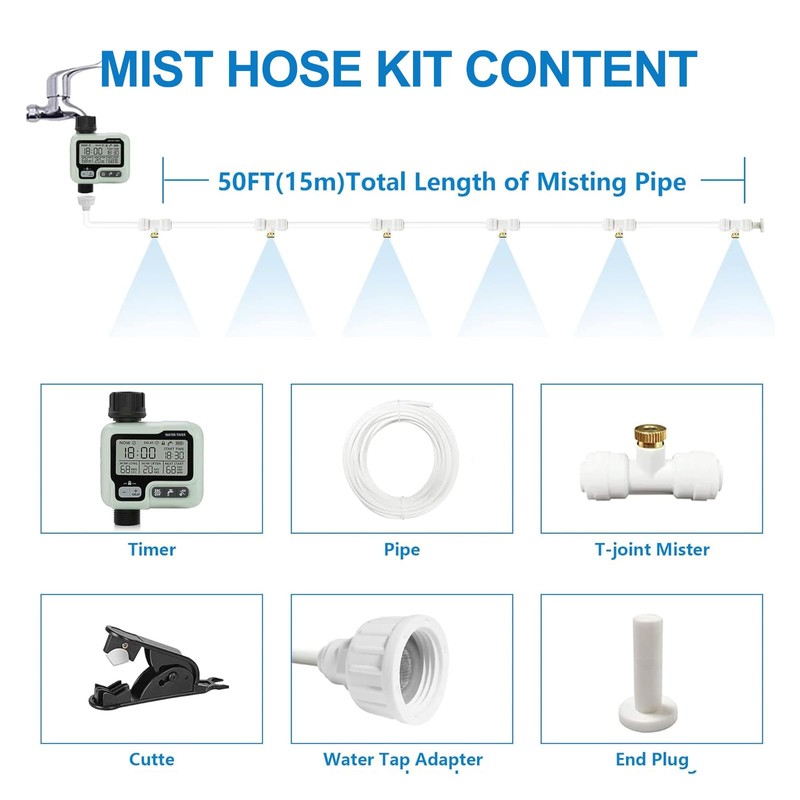 POCKET PANDA Misters for Outside Patio with Hose Timer,Misting System
