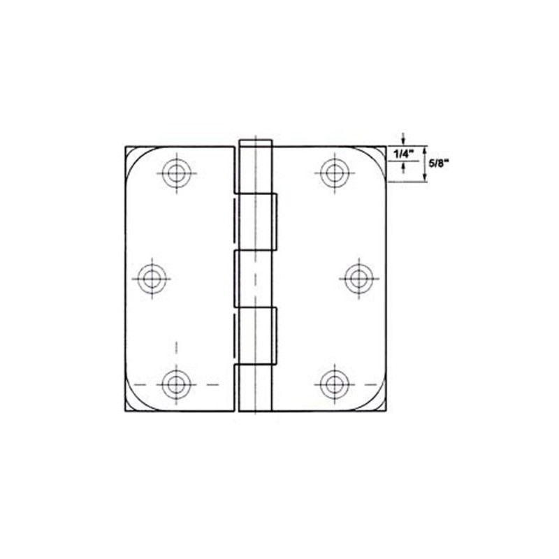 GlideRite Hardware 3-1/2" Steel Door Hinges, 5/8" Corner Radius, Matte