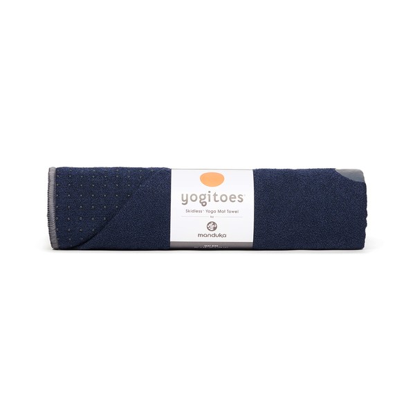 Manduka Yogitoes Yoga Mat Towel - Lightweight, Quick Drying Microfiber, Non Slip Skidless Technology, Use in Hot Yoga, Vinyasa and Power, 71" x 24", Midnight