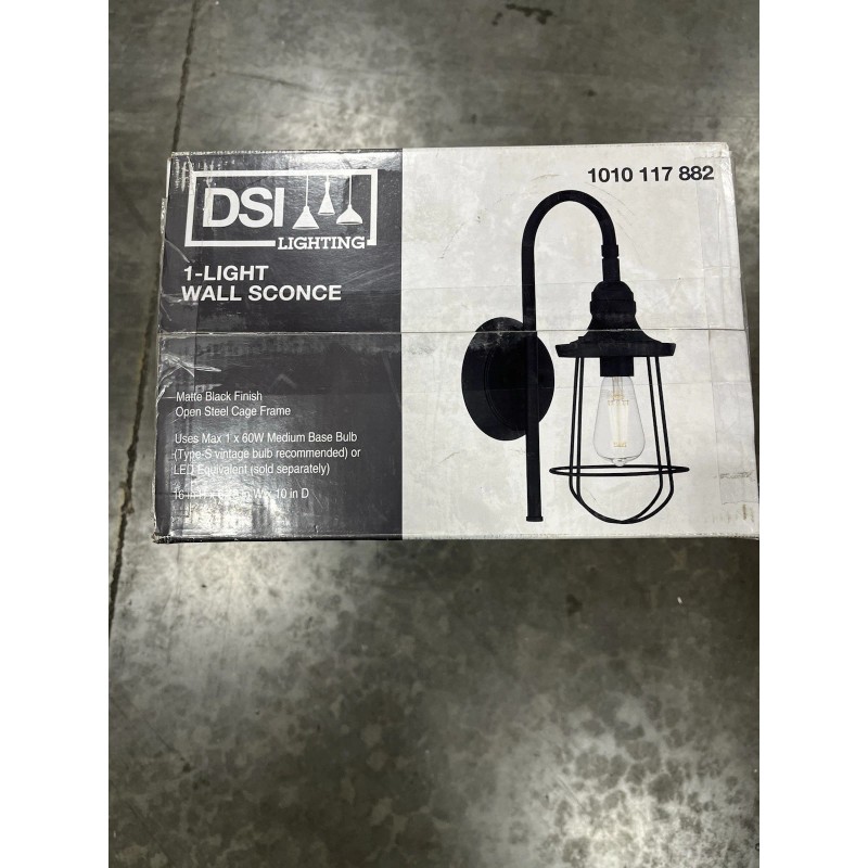 DSI DS19522Z 1-Light Matte Black Wall Sconce Light with Metal