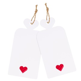 joycraft joycraft 100pcs Blank Gift Tags with String, 4x2 inch White Kraft Paper Tags with Red Heart, Gift Wrapping Tags for Christmas Birthday, Baby Shower, Wedding, Valentine's Day