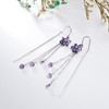 VONALA Purple Daisy Threader Earrings 925 Sterling Silver Flower Long