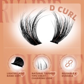 Ruairie Lash Clusters Fluffy Eyelash Clusters Eyelash Extension 200D Volume Cluster Lashes 8-16MM Individual Lashes Extensions 216pcs Thick D Curl Eye Lash Cluster