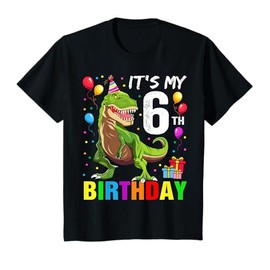 It's My 6th Birthday Happy 6 Year T-Rex Boys T-Shirt