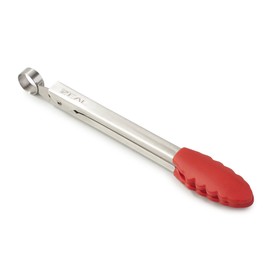 Zeal J141R Silicone Non Scratch Kitchen Mini Tongs (8”/20cm) with Stainless Steel Handles in Red, 20 cm