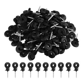 60Pcs Screw-In Electric Fence Ring Insulators for Wood Posts, Durable Weatherproof Insulators for Wires, Fencing Accessories(Black,Size:3.5inch)