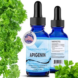 Absonutrix Apigenin 75 mg per Serving, 4 Fl Oz Bottle, 200 Potent Servings, Easy-to-Consume Liquid Drops, Quick Absorption, Gluten-Free, Third-Party Tested, GMP-Certified, Non-GMO, Made in USA