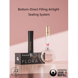 Perfume Pod Refillable Perfume Atomizer, Bottom Filling Fragrances Perfume Bottle, Mini Cologne Dispenser, Travel sized, Portable Sprayer for Women Men, Gift (FLORA01, BLACK)