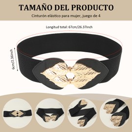 QIUZSE Cinturon Anchos para Mujer, Cinturon Elastico Mujer con Hebilla Metálica, Cinturón Dama de Moda Casual. Cinturones Tipo Corsé Adecuados para Decoración de Vestidos, Vaqueros Faldas. (4)