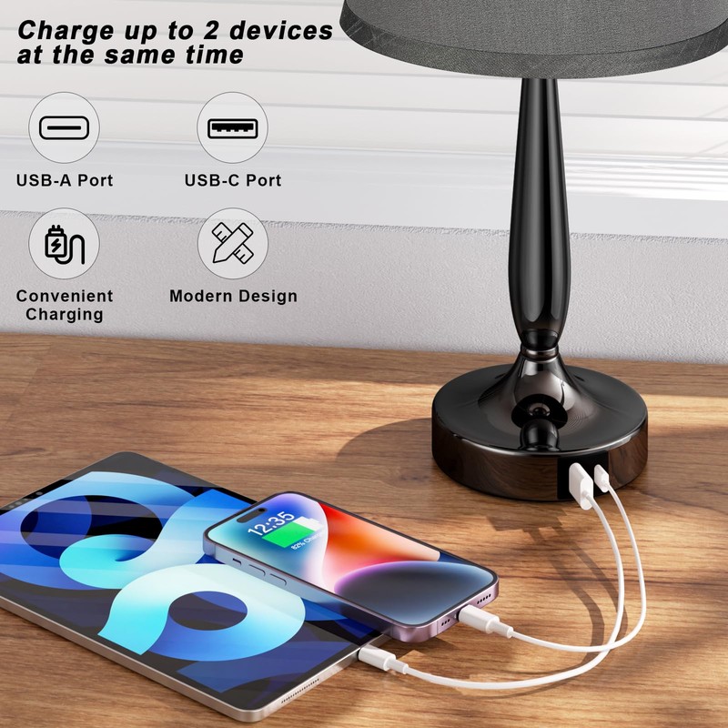 Kakanuo Touch Table Lamp for Bedroom, Small Bedside Lamp with