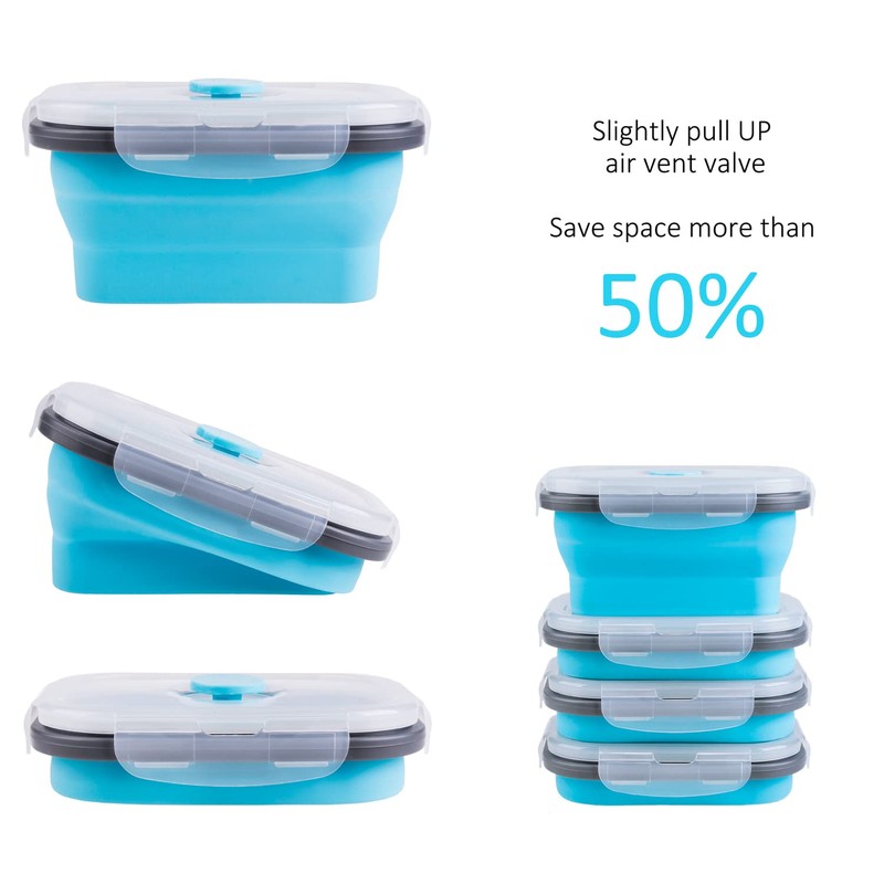 Annaklin Collapsible Food Storage Containers with Lids & Vent, 11.8