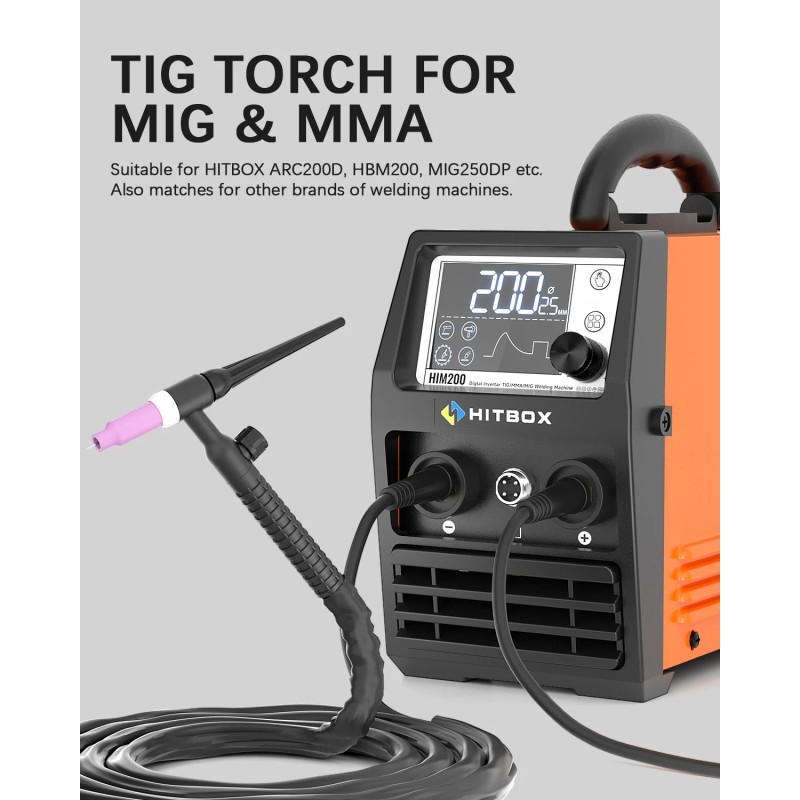 HITBOX WP17V Welding Gun TIG Welder Torch Equipped with 10-25