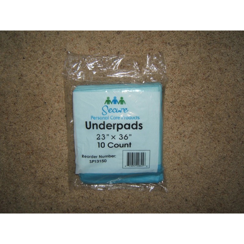 Secure Personal Care Products Underpads 23" X 36" 10 Count