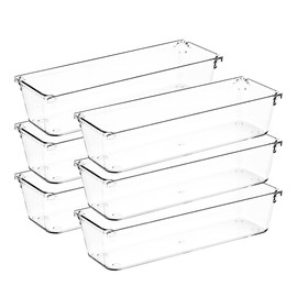 Ravinte Decor 6 Pack Drawer Organizer - 3" X 9" Clear Acrylic Storage Bins with Non-Slip Pads, Versatile Desk Tray for Makeup, Jewelry, Kitchen, Bathroom, and Office Organization