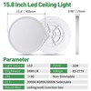 15.8 Inch LED Flush Mount Ceiling Light, 32W, 3480LM, 3000K/4000K/6000K
