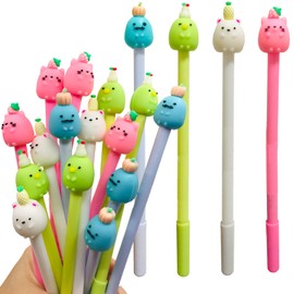 40 Pcs Cute Animals Pens Gel Ink Pens Fun Kawaii Pens Fruit Writing Pens 0.5 mm Black Ink Cool Pens Novelty Fun Pens for Kids School Office Home Supplies Student Present Animals Party Favors