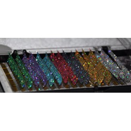Alluring Hologram Colored Glitter Lashes J Curl .15 X 11mm for Eyelash Extension