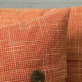 MIULEE Set of 2 Decorative Linen Throw Pillow Covers Cushion Case Triple Button Vintage Farmhouse Pillowcase for Couch Sofa Bed 22 x 22 Inch Orange